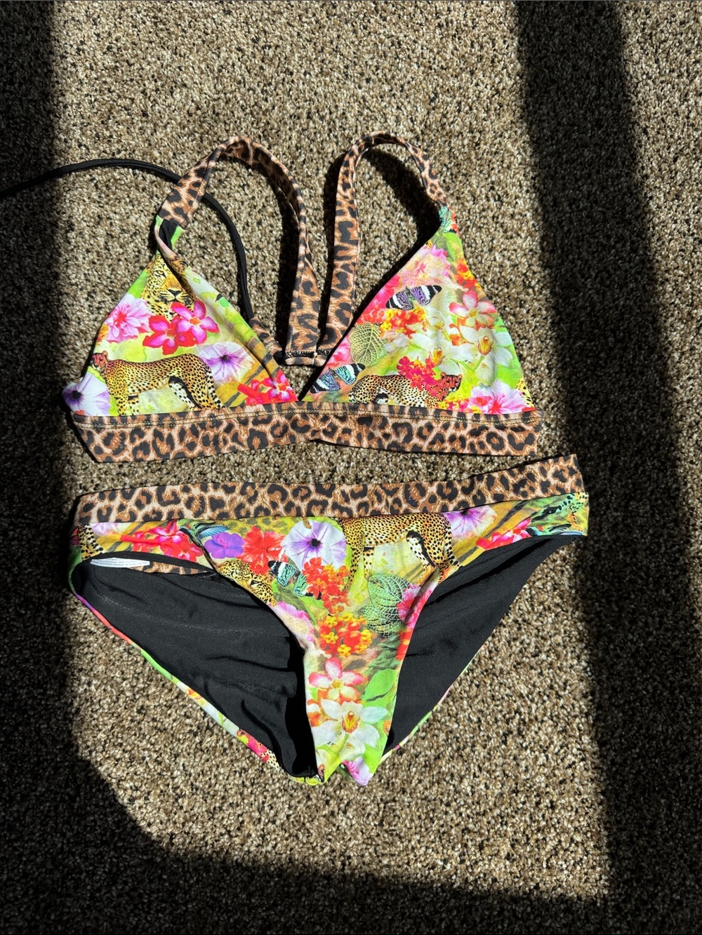 Malai jungle bikini Floral & Leopard Print Two-Piece S